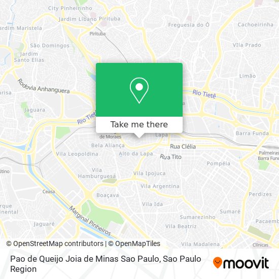 Mapa Pao de Queijo Joia de Minas Sao Paulo