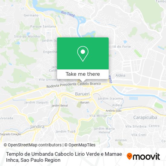 Mapa Templo de Umbanda Caboclo Lirio Verde e Mamae Inhca