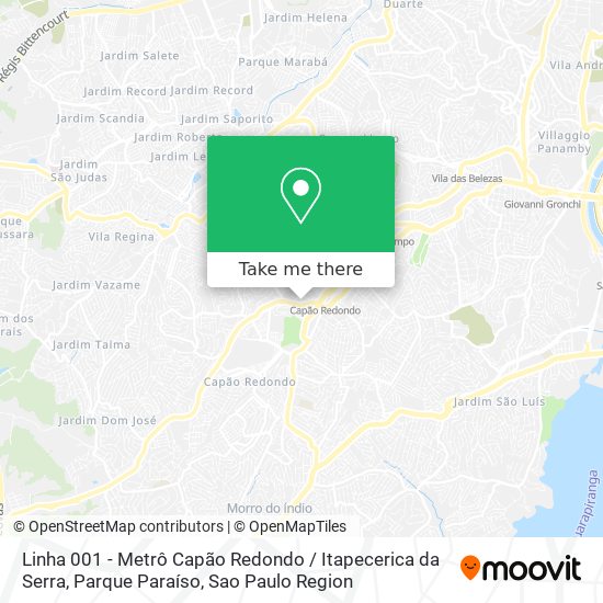 Linha 001 - Metrô Capão Redondo / Itapecerica da Serra, Parque Paraíso map
