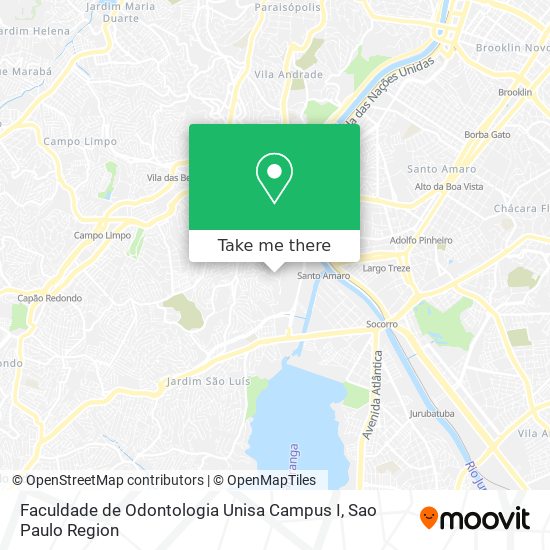 Mapa Faculdade de Odontologia Unisa Campus I