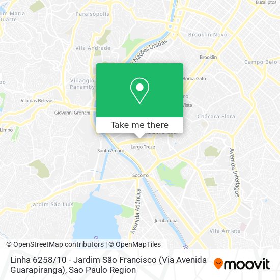Linha 6258 / 10 - Jardim São Francisco (Via Avenida Guarapiranga) map