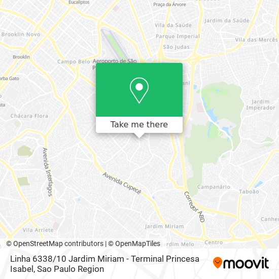 Mapa Linha 6338 / 10 Jardim Miriam - Terminal Princesa Isabel