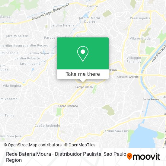 Mapa Rede Bateria Moura - Distribuidor Paulista