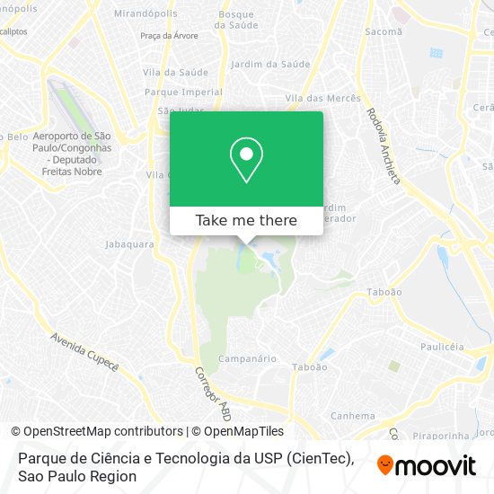 Mapa Parque de Ciência e Tecnologia da USP (CienTec)