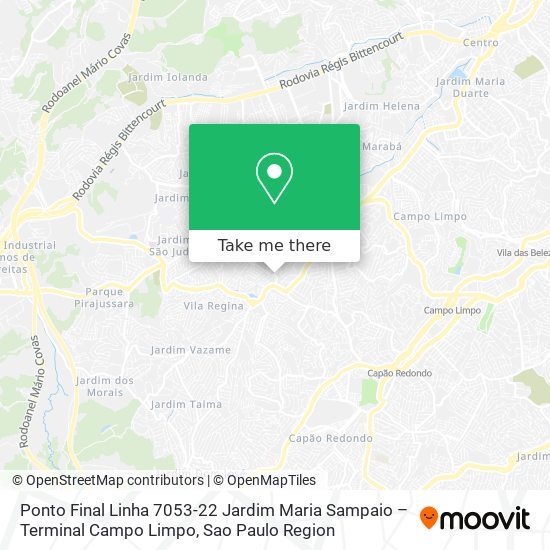 Mapa Ponto Final Linha 7053-22 Jardim Maria Sampaio – Terminal Campo Limpo