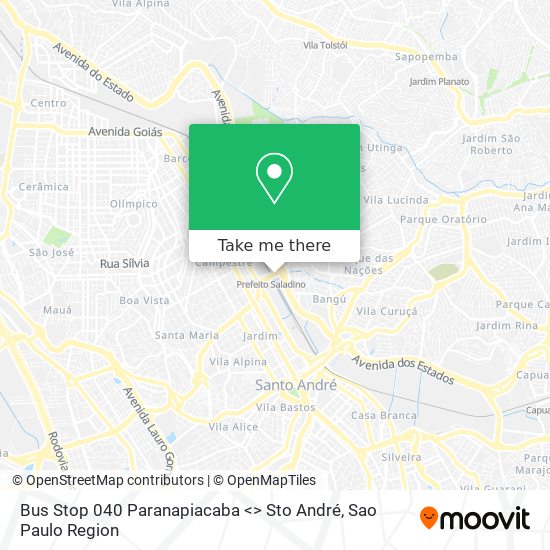 Mapa Bus Stop 040 Paranapiacaba <> Sto André