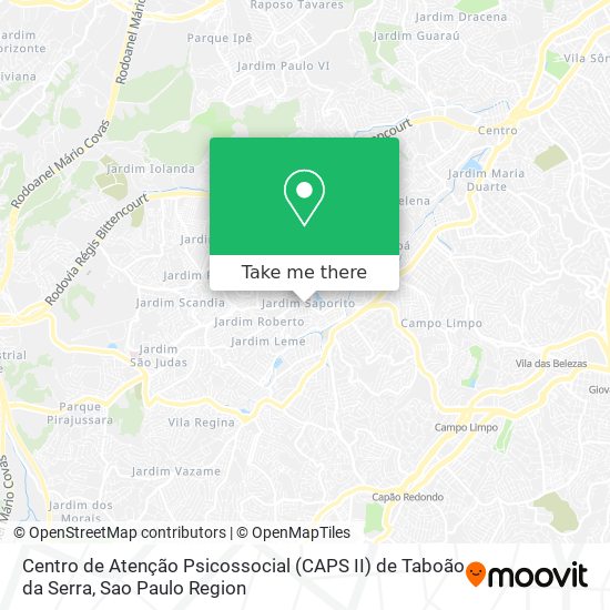 Mapa Centro de Atenção Psicossocial (CAPS II) de Taboão da Serra
