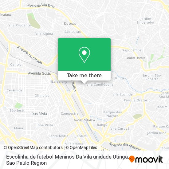 Mapa Escolinha de futebol Meninos Da Vila unidade Utinga