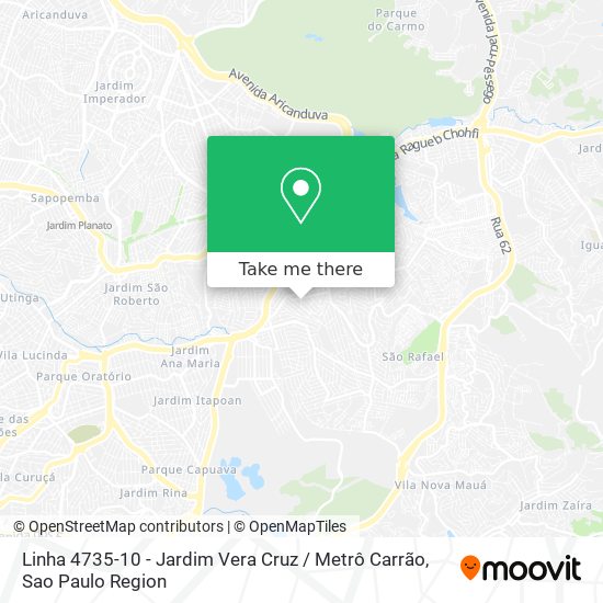 Mapa Linha 4735-10 - Jardim Vera Cruz / Metrô Carrão