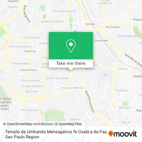 Mapa Templo de Umbanda Mensageiros fe Oxalá e da Paz