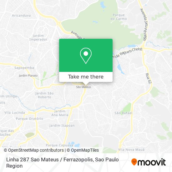 Linha 287 Sao Mateus / Ferrazopolis map