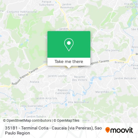 351B1 - Terminal Cotia - Caucaia (via Pereiras) map