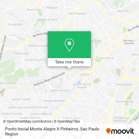 Ponto Inicial Monte Alegre X Pinheiros map