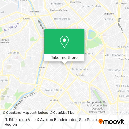 Mapa R. Ribeiro do Vale X Av. dos Bandeirantes