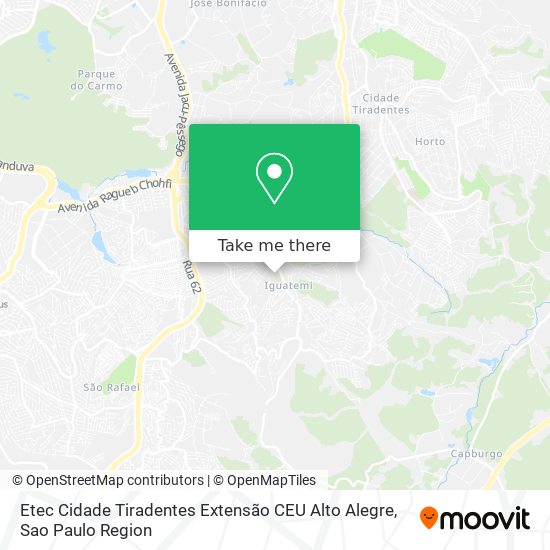 Mapa Etec Cidade Tiradentes Extensão CEU Alto Alegre