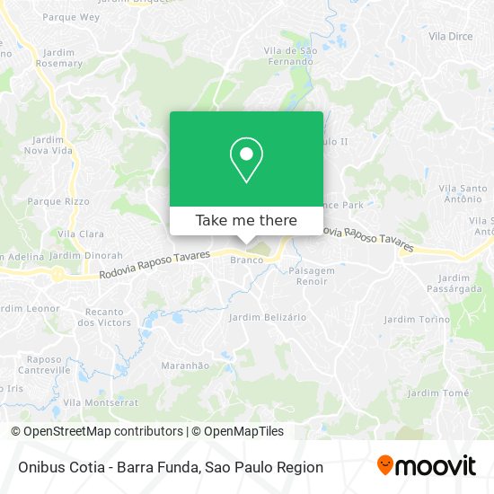 Onibus Cotia - Barra Funda map