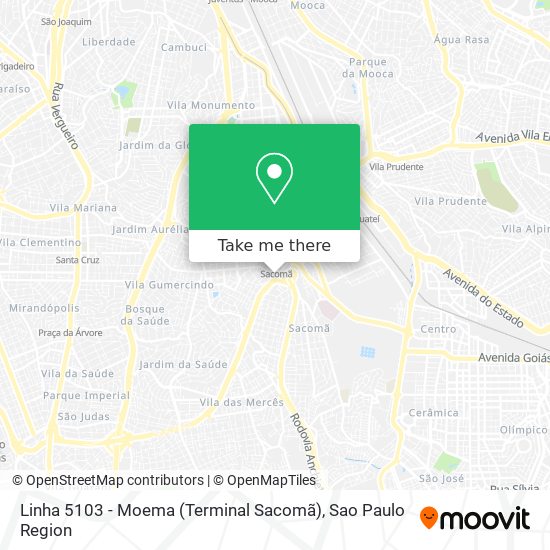 Mapa Linha 5103 - Moema (Terminal Sacomã)