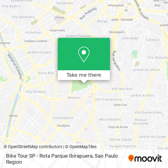 Mapa Bike Tour SP - Rota Parque Ibirapuera