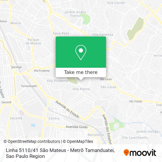 Linha 5110 / 41 São Mateus - Metrõ Tamanduatei map