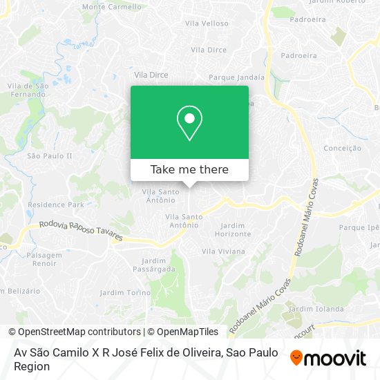 Av São Camilo X R José Felix de Oliveira map