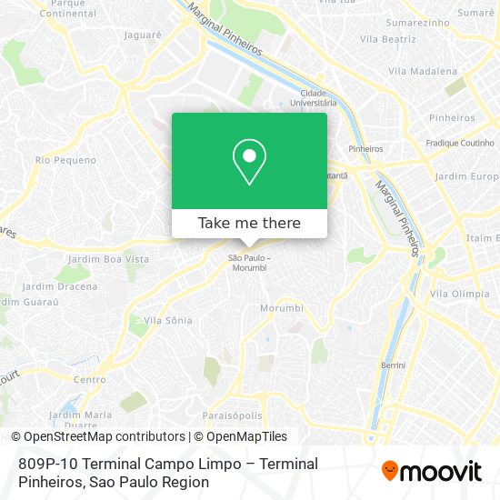 809P-10 Terminal Campo Limpo – Terminal Pinheiros map