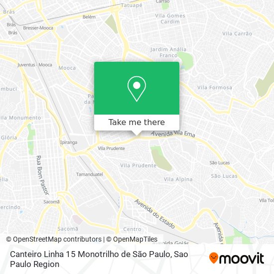 Canteiro Linha 15 Monotrilho de São Paulo map