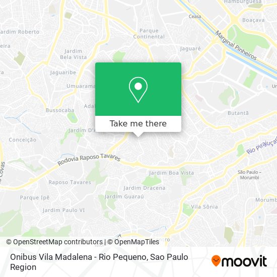 Mapa Onibus Vila Madalena - Rio Pequeno