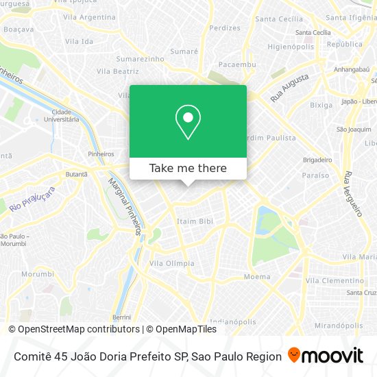 Comitê 45 João Doria Prefeito SP map