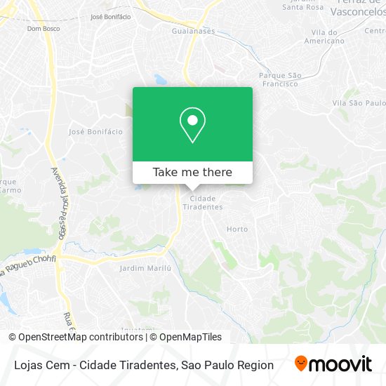 Mapa Lojas Cem - Cidade Tiradentes