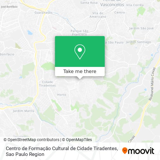 Mapa Centro de Formação Cultural de Cidade Tiradentes