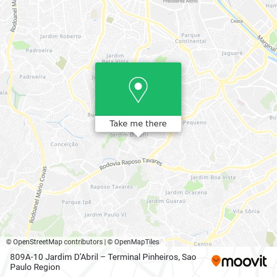 809A-10 Jardim D’Abril – Terminal Pinheiros map