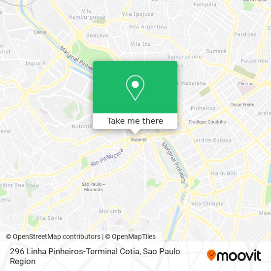 Mapa 296 Linha Pinheiros-Terminal Cotia