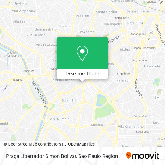 Mapa Praça Libertador Simon Bolivar