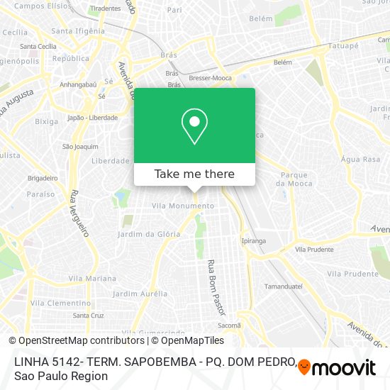 LINHA 5142- TERM. SAPOBEMBA - PQ. DOM PEDRO map