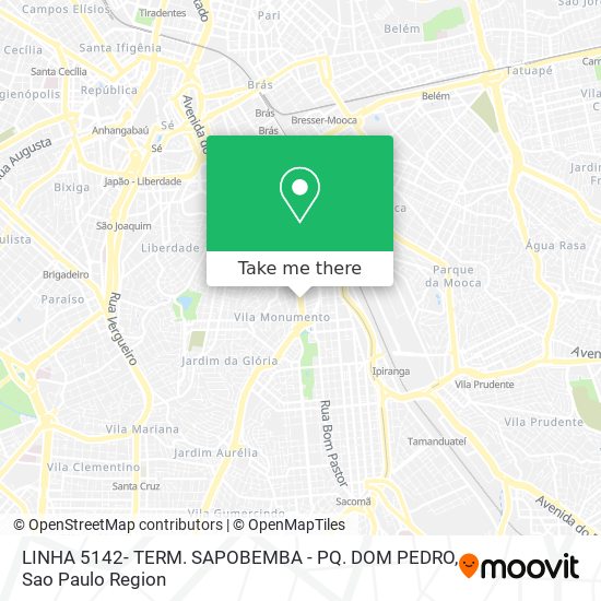 Mapa LINHA 5142- TERM. SAPOBEMBA - PQ. DOM PEDRO