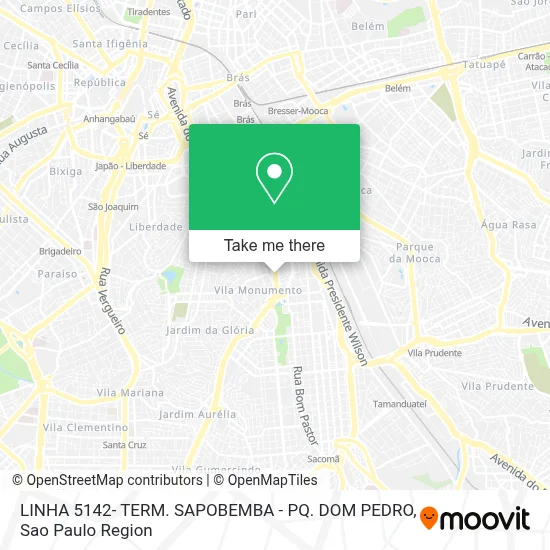 LINHA 5142- TERM. SAPOBEMBA - PQ. DOM PEDRO map
