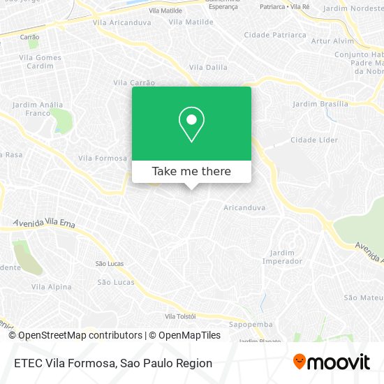 Mapa ETEC Vila Formosa
