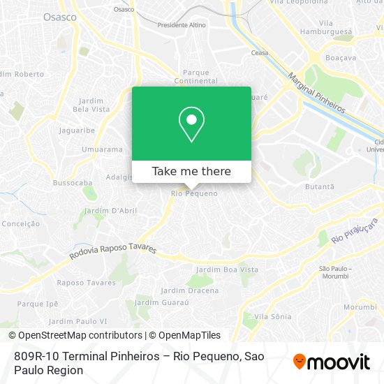 Mapa 809R-10 Terminal Pinheiros – Rio Pequeno