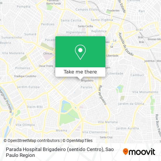 Mapa Parada Hospital Brigadeiro (sentido Centro)