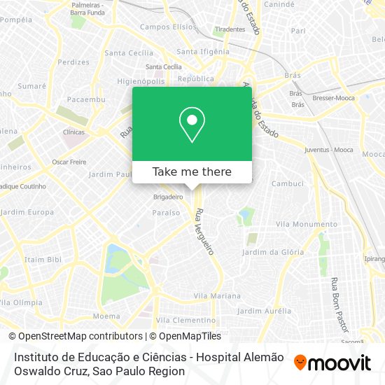 Mapa Instituto de Educação e Ciências - Hospital Alemão  Oswaldo Cruz