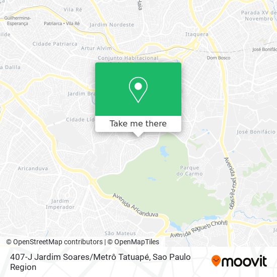 407-J Jardim Soares / Metrô Tatuapé map