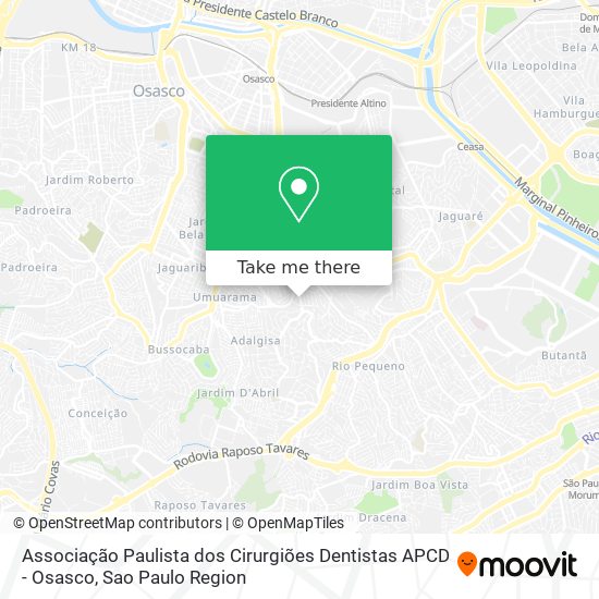 Associação Paulista dos Cirurgiões Dentistas APCD - Osasco map