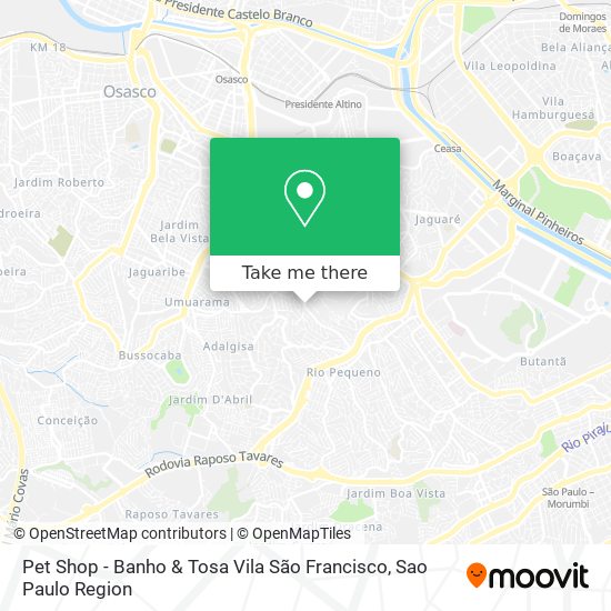 Pet Shop - Banho & Tosa Vila São Francisco map