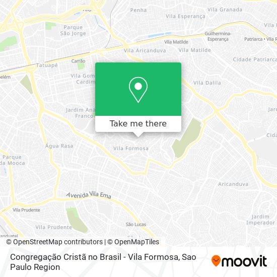Mapa Congregação Cristã no Brasil - Vila Formosa