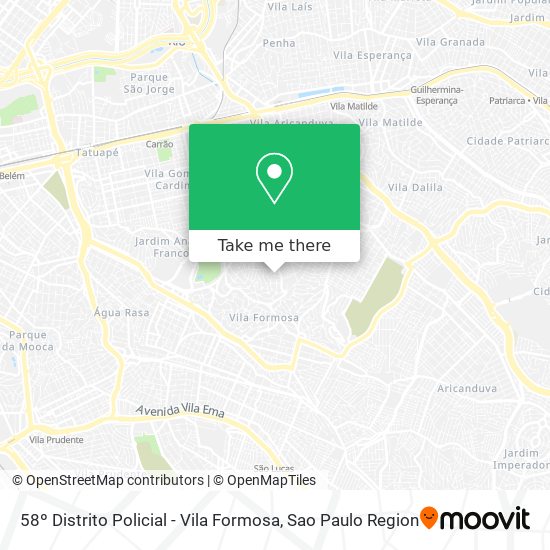 58º Distrito Policial - Vila Formosa map