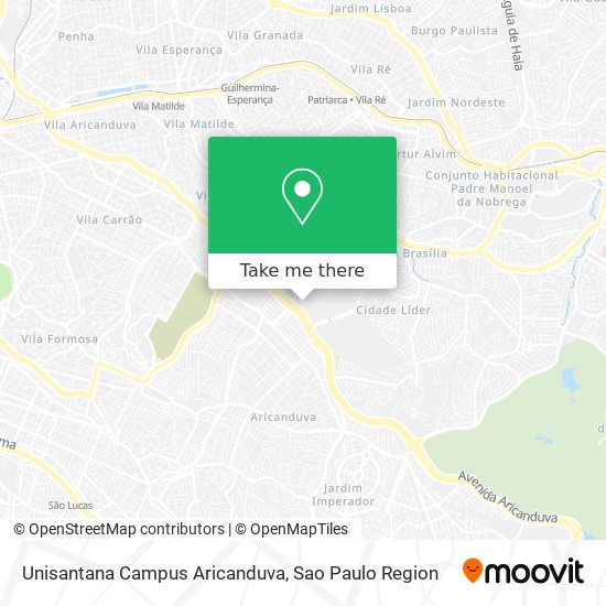 Mapa Unisantana Campus Aricanduva