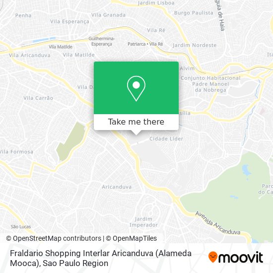 Fraldario Shopping Interlar Aricanduva (Alameda Mooca) map