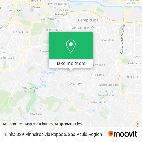 Linha 329 Pinheiros via Raposo map