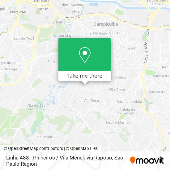 Linha 488 - Pinheiros / Vila Menck via Raposo map