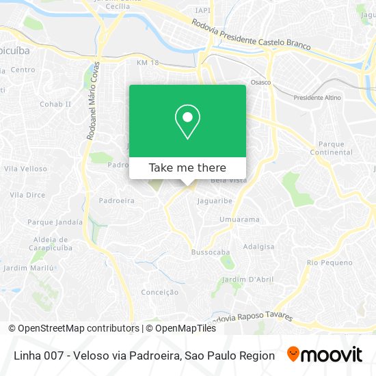Linha 007 - Veloso via Padroeira map